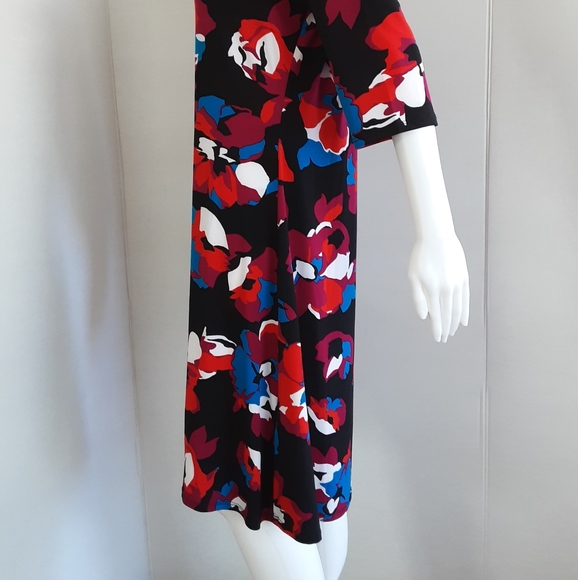 ROZ & ALI RED FLORAL PRINT DRESS SZ L - Picture 5 of 10
